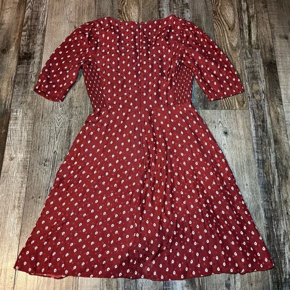 REBECCA TAYLOR Sunrise Dot Stretch-silk Mini Dress In Cabernet Combo Size 4 - Picture 7 of 8